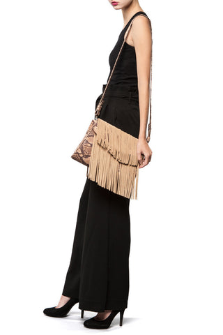 'The Fashion Sight' Python + Suede Fringe Leather Handbag | Modeled | Mel Boteri