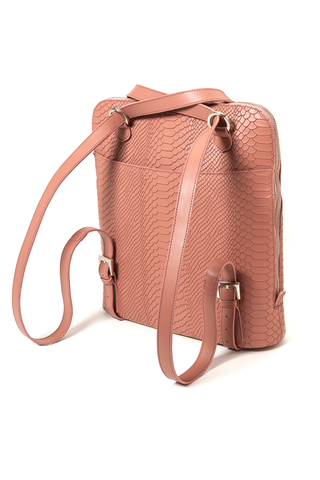 Mel Boteri | Dianne Convertible Tote Backpack | Blush Snake-Effect Leather | Backpack