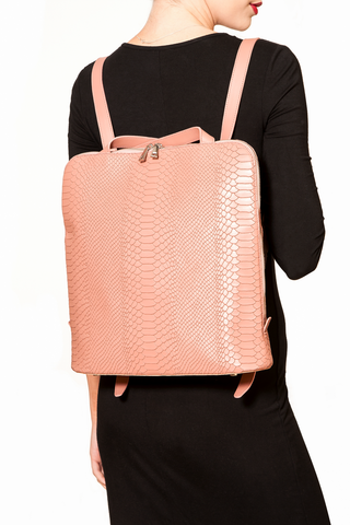 Mel Boteri | Dianne Convertible Tote Backpack | Blush Snake-Effect Leather | Backpack Model