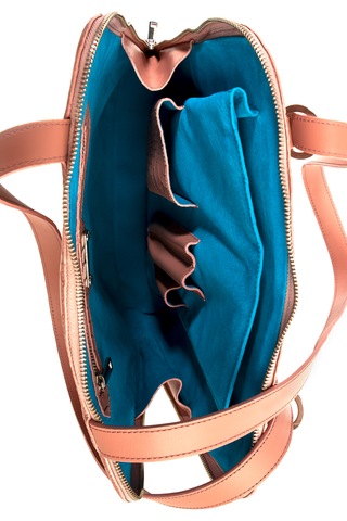 Mel Boteri | Dianne Convertible Tote Backpack | Blush Snake-Effect Leather | Interior View