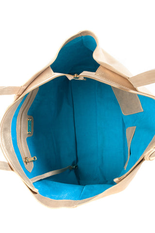 Mel Boteri | Kat Tote | Matte Gold Leather | Signature Turquoise Suede Lining