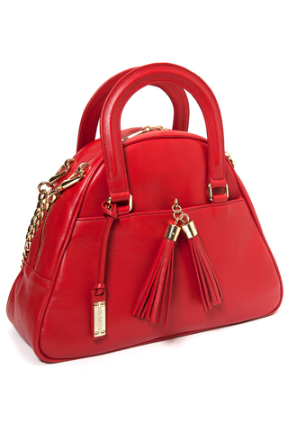 Red Smooth Leather 'Marissa' Small Tote Handbag | Mel Boteri | Side View