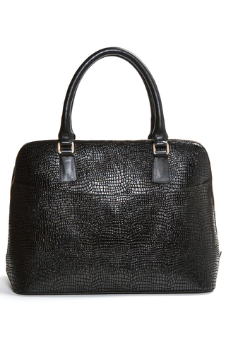 Mel Boteri | High Gloss, Black Lizard-Print Leather 'Watson' Tote | Back