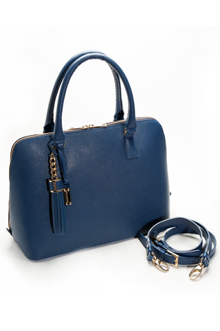 Mel Boteri | Blue Saffiano Leather 'Watson' Tote | Detail