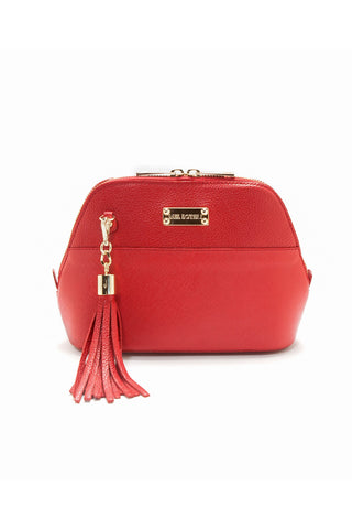 Red Saffiano Leather 'Watson Mini' Cross-Body & Clutch | Mel Boteri | Front
